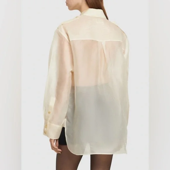 KHAITE The Noir Silk Shirt in Cream - Picture 2 of 10